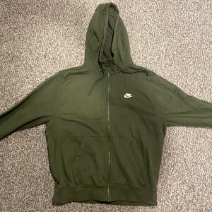 Green Nike zip up hoodie